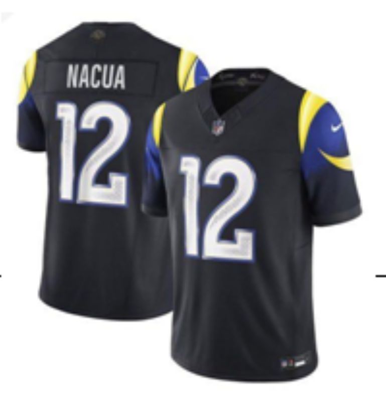 Men Los Angeles Rams #12 Nacua Black Throwback Nike 2025 Limited NFL Jersey style 061
